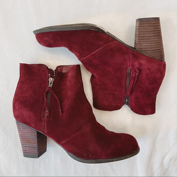 American Eagle Outfitters Shoes - American Eagle Wine Red Suede Ankle Booties SZ 11